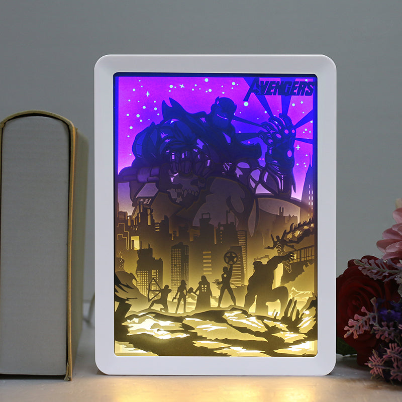 The Avengers Paper Cut Carved Light Box with Led Light