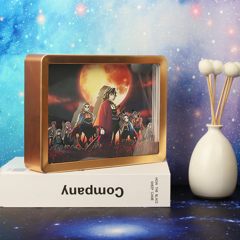 Demon Slayer Anime Paper Carved Light Box with Led Light