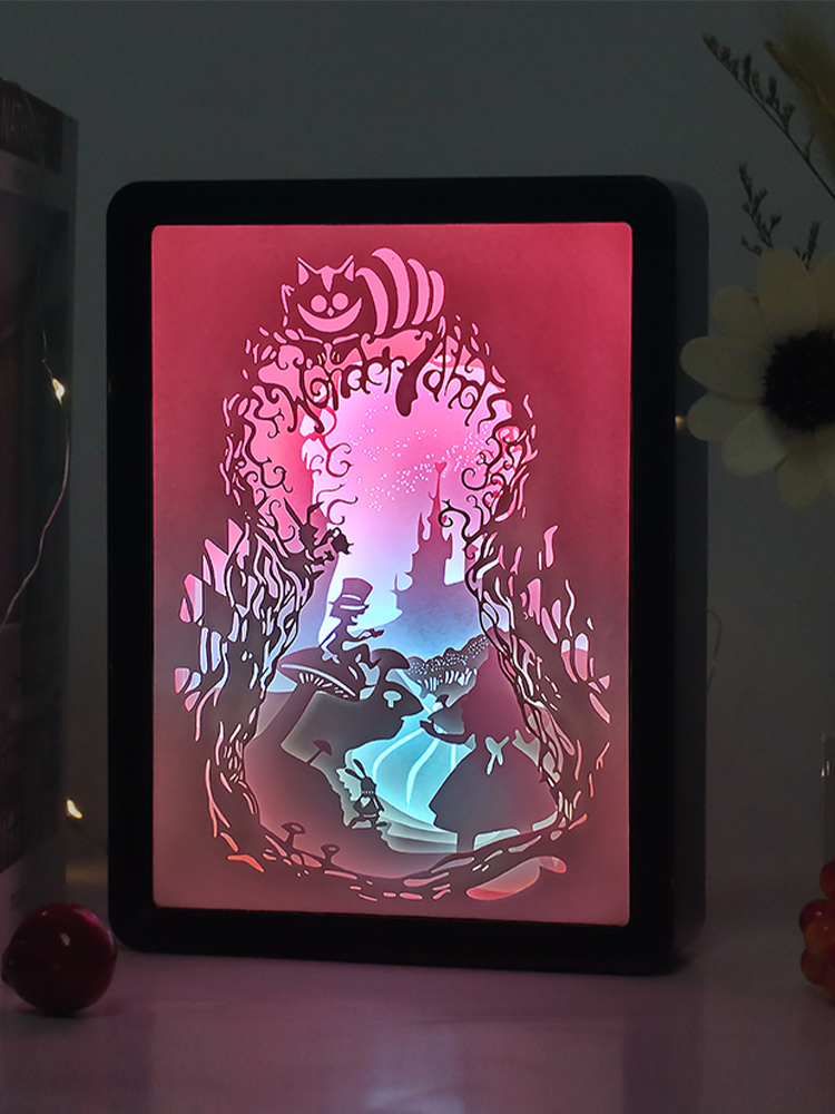 Alice Anime Paper Cut Carved Light Box with Led Light