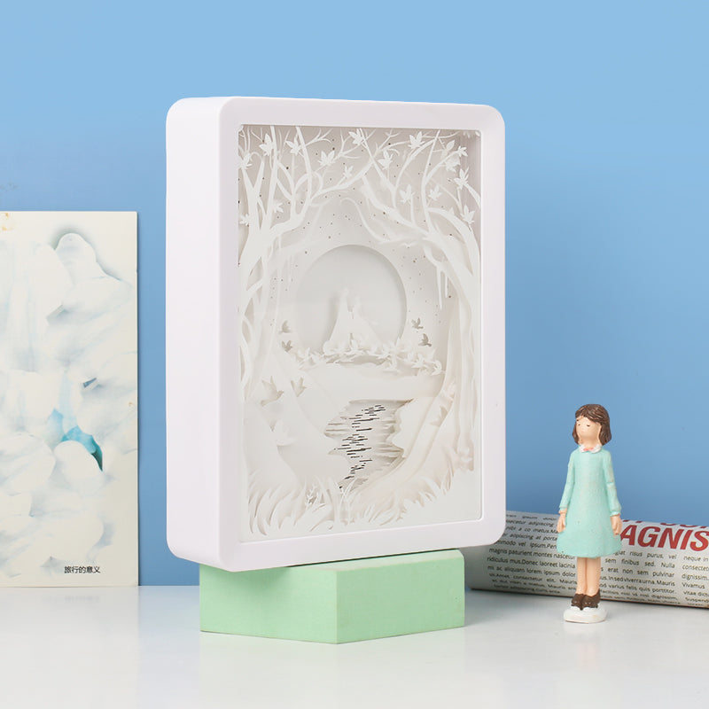 Love or Tanabata Paper Carved Light Box with Led Light