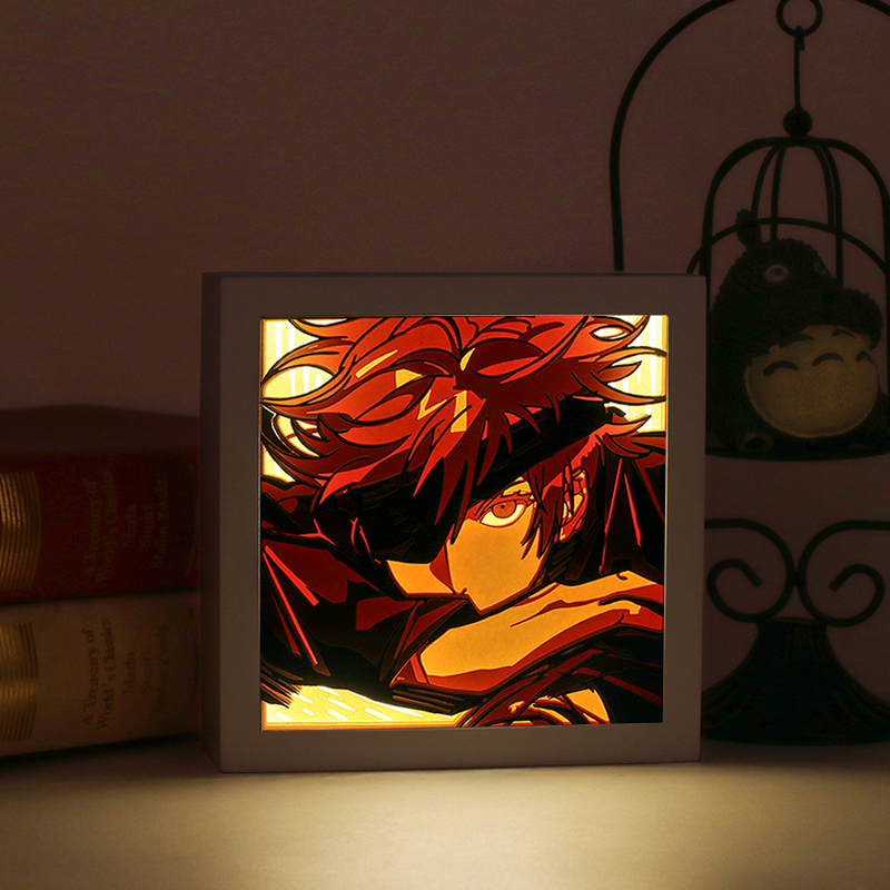 Gojo Satoru Anime Paper Cut Carved Light Box with Led Light