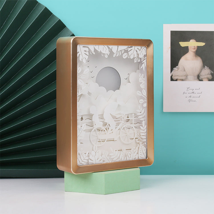 Father's Day Gift Paper Cut Carved Light Box with Led Light