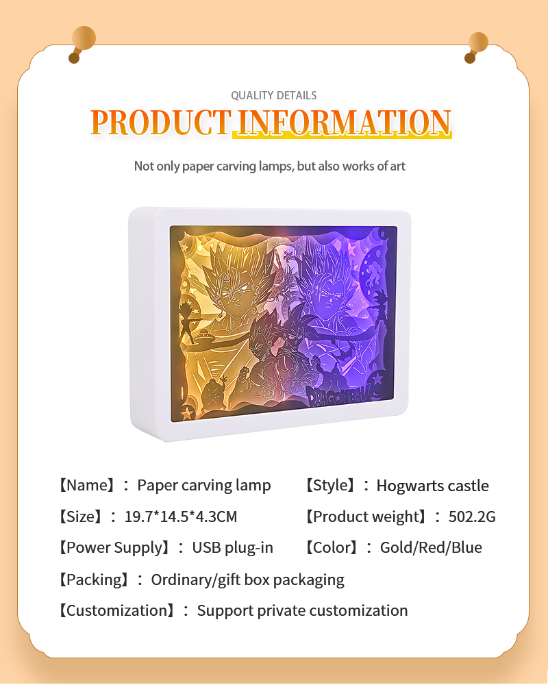 Dragon Ball Anime Paper Cut Carved Light Box with Led Light