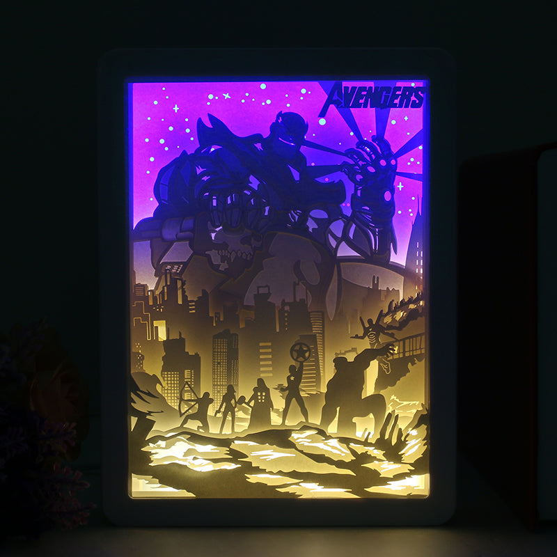 The Avengers Paper Cut Carved Light Box with Led Light