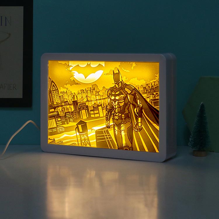 Batman Paper Cut Carved Light Box with Led Light