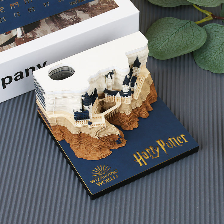 Harry Potter Hogwarts Castle Hand Tear off 3D Calendar Memo Pad With Light