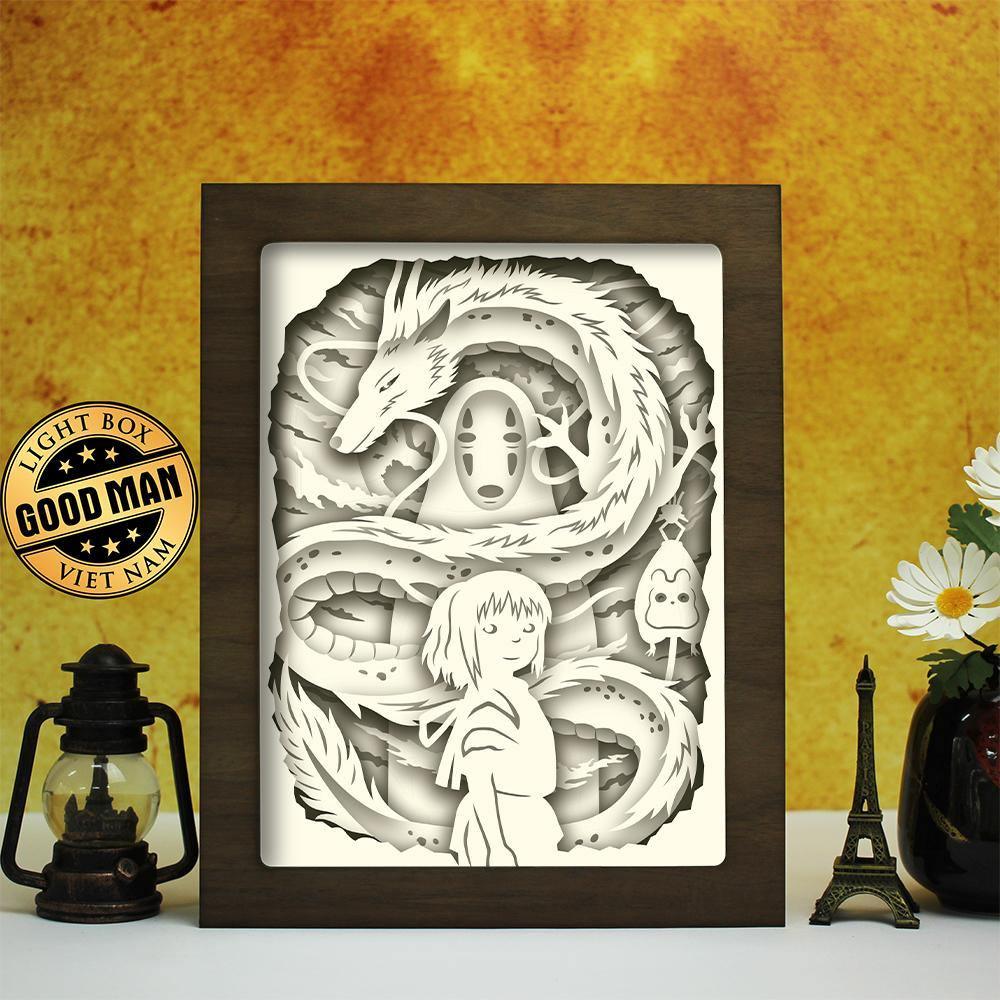 Spirited Away Anime Paper Cut Carved Light Box with Led Light