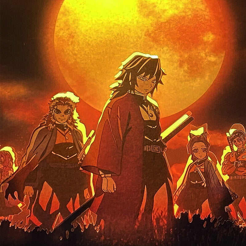 Demon Slayer Anime Paper Carved Light Box with Led Light