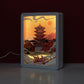 The Yellow Crane Tower Paper Cut Carved Light Box with Led Light