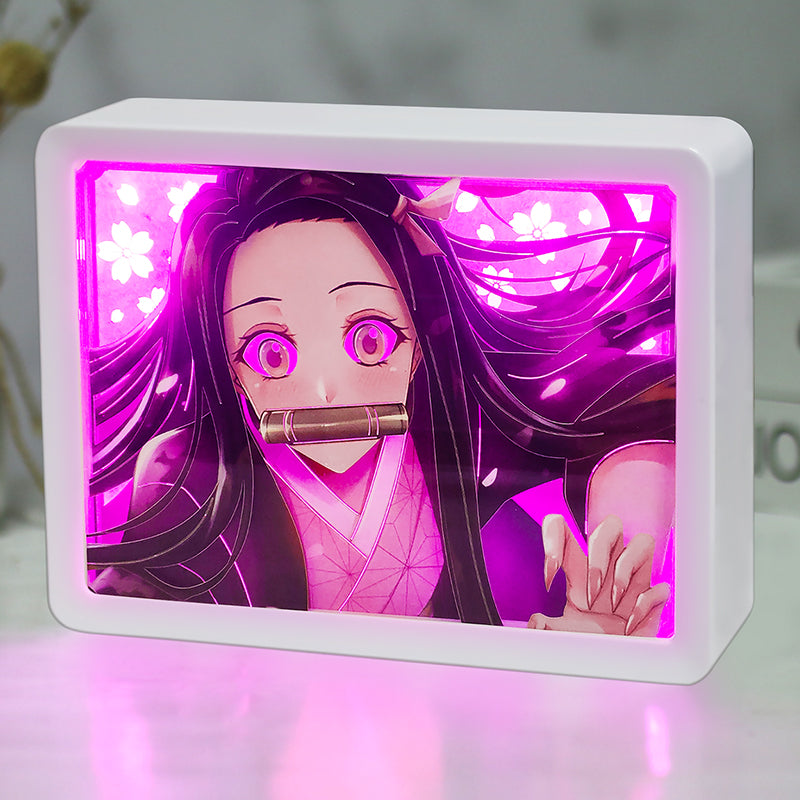 Nezuko Kamado Anime Paper Carved Light Box with Led Light