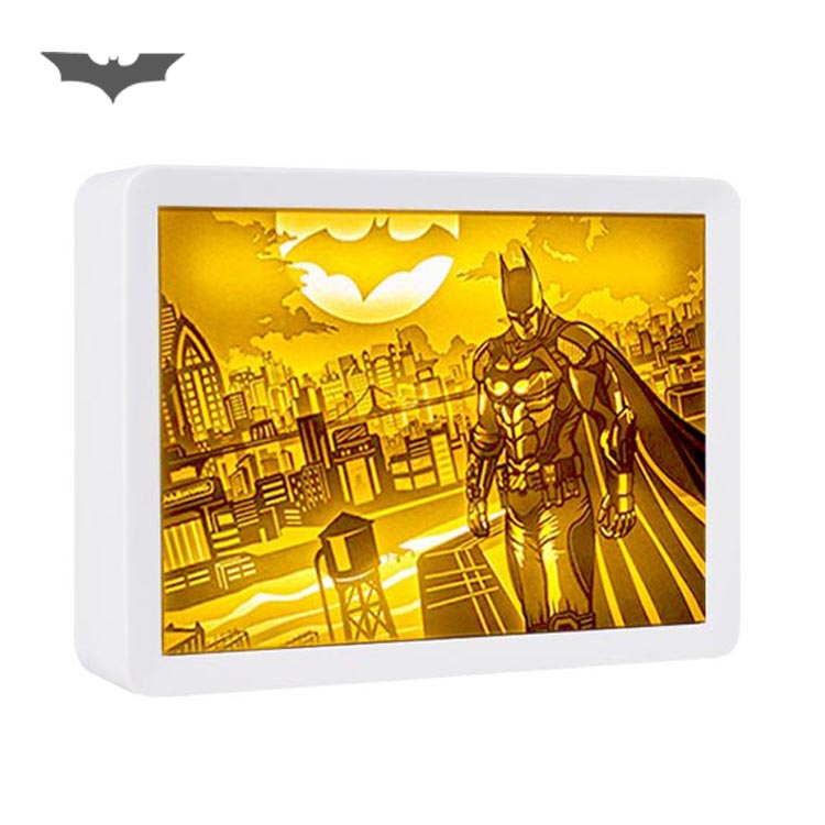 Batman Paper Cut Carved Light Box with Led Light