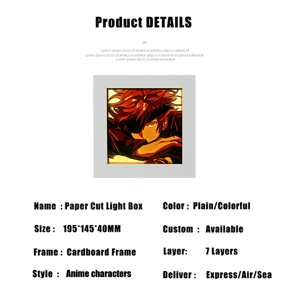 Gojo Satoru Anime Paper Cut Carved Light Box with Led Light