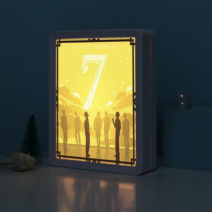 Korean Boys' Team BTS Paper Cut Light Box with Led Light