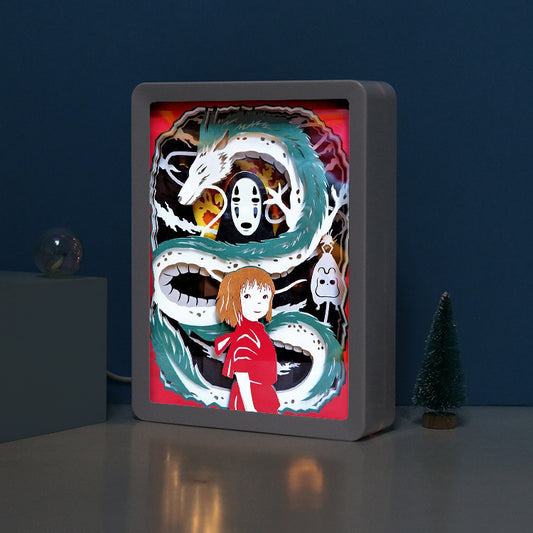 Spirited Away Anime Paper Cut Carved Light Box with Led Light