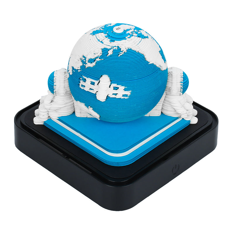 Earth Model Hand Tear off 3D Calendar Memo Pad With Light