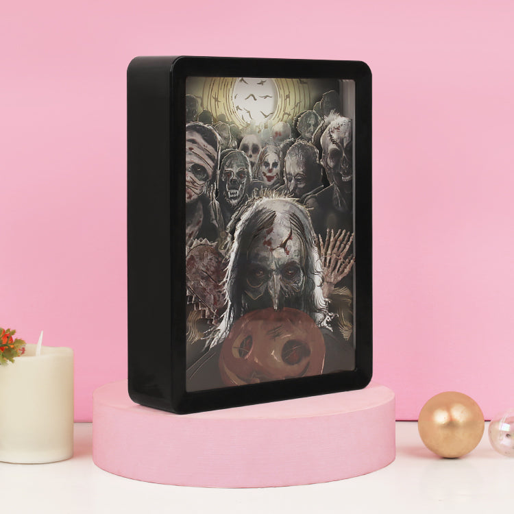 All Saints' Day Halloween Theme Paper Cut Carved Light Box with Led Light