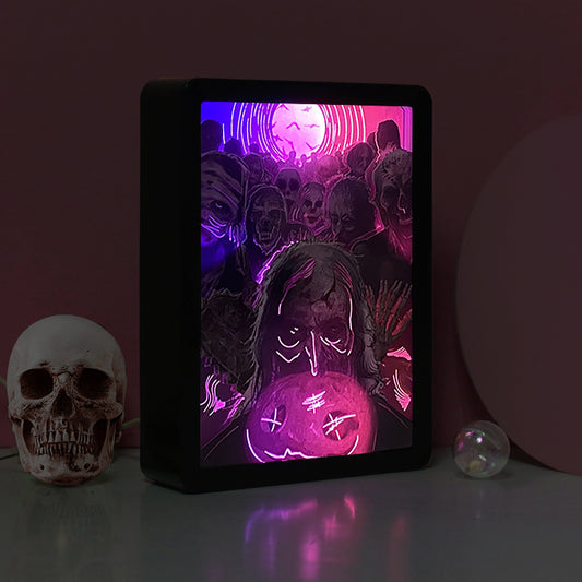 All Saints' Day Halloween Theme Paper Cut Carved Light Box with Led Light