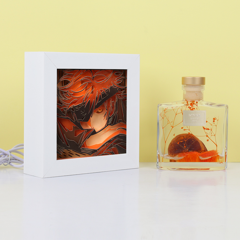 Gojo Satoru Anime Paper Cut Carved Light Box with Led Light