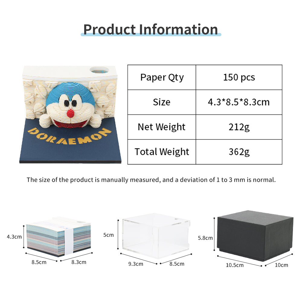 Doraemon Hand Tear off 3D Memo Pad With Light