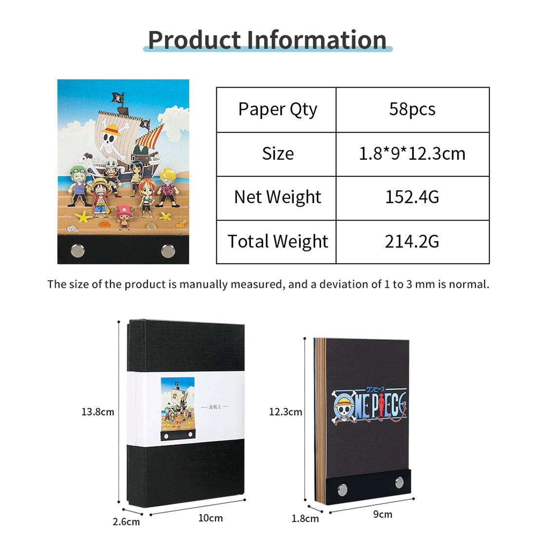 Cartoon One Piece Hand Tear off 3D Memo Pad