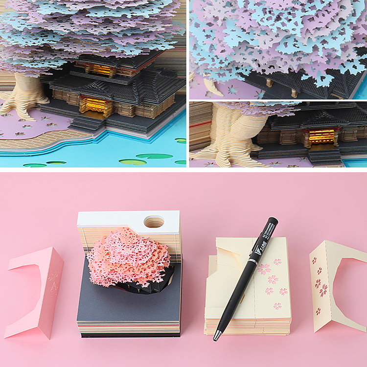 Marriage Tree House Model Hand Tear off 3D Memo Pad With Light