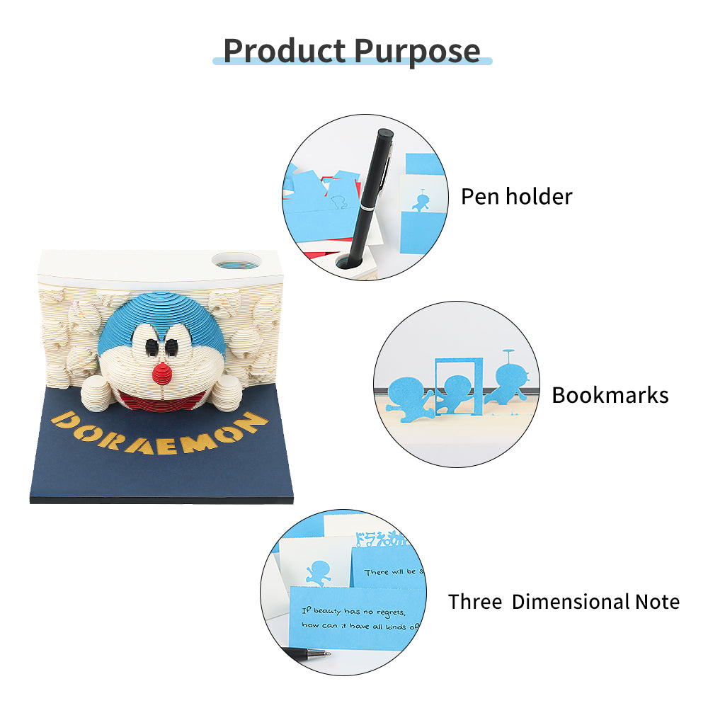 Doraemon Hand Tear off 3D Memo Pad With Light