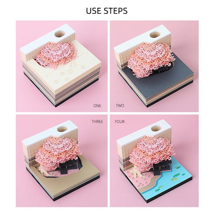 Marriage Tree House Model Hand Tear off 3D Memo Pad With Light