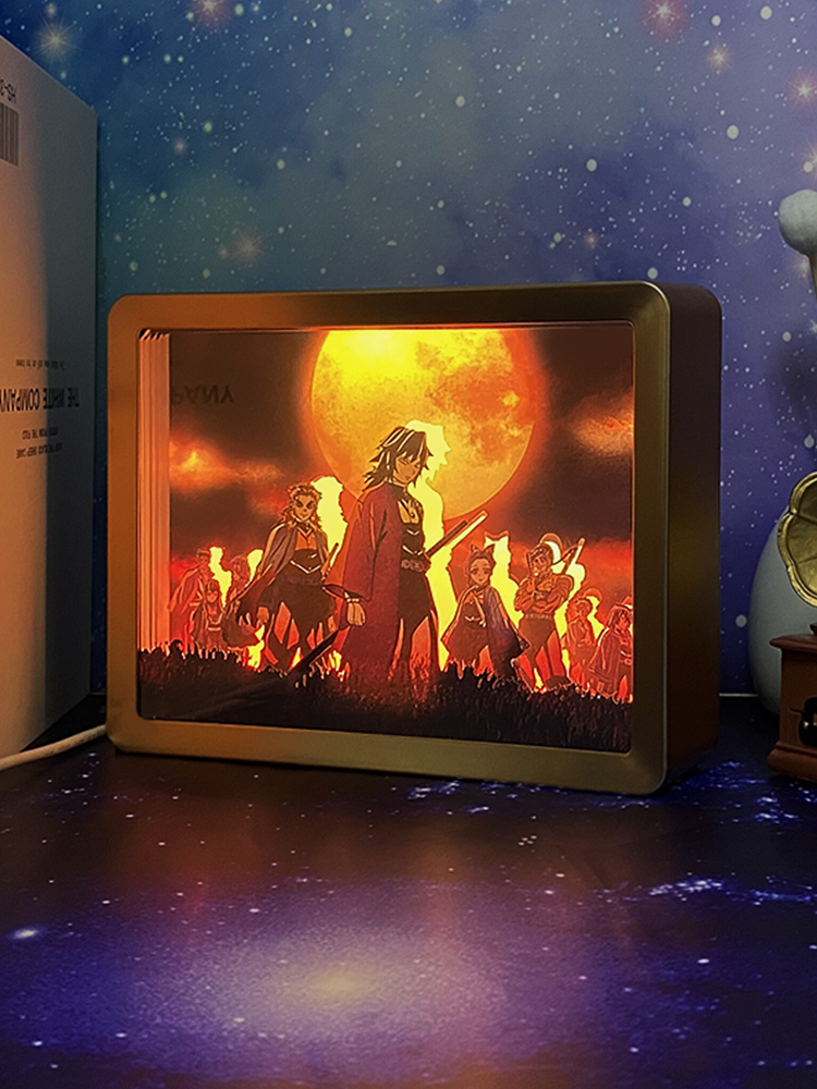 Demon Slayer Anime Paper Carved Light Box with Led Light