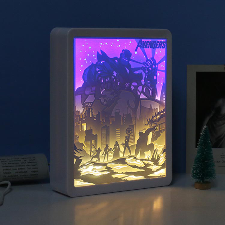 The Avengers Paper Cut Carved Light Box with Led Light