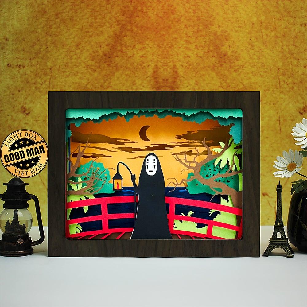 Spirited Away No Face Man Anime Paper Cut Carved Light Box with Led Light